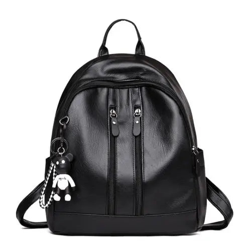 Women PU Waterproof Casual Backpack Large Capacity Adjustable Shoulder Strap