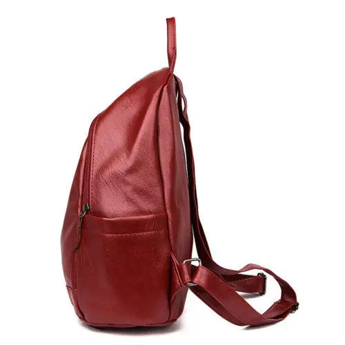 Women PU Waterproof Casual Backpack Large Capacity Adjustable Shoulder Strap