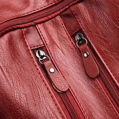 Women PU Waterproof Casual Backpack Large Capacity Adjustable Shoulder Strap