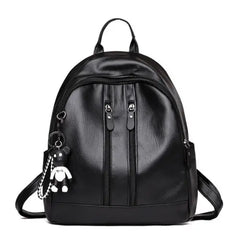 Women PU Waterproof Casual Backpack Large Capacity Adjustable Shoulder Strap