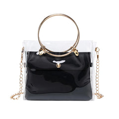 Women PVC Transparent Square Bag Clear Satchel Crossbody Chain Small Jelly R