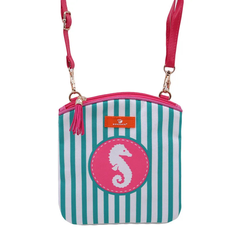Mermaid Shell Crossbody Bag Stripe Tassel Beach Bag