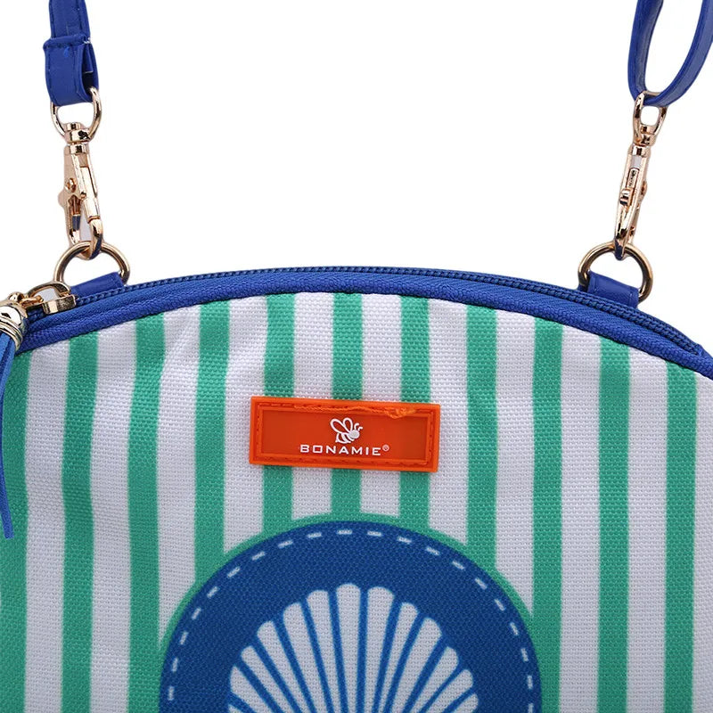 Mermaid Shell Crossbody Bag Stripe Tassel Beach Bag