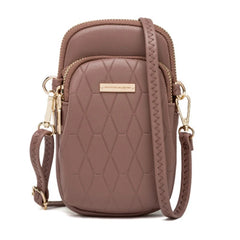 Women Phone Crossbody Bag Rhomboids PU Leather Wallet Purse