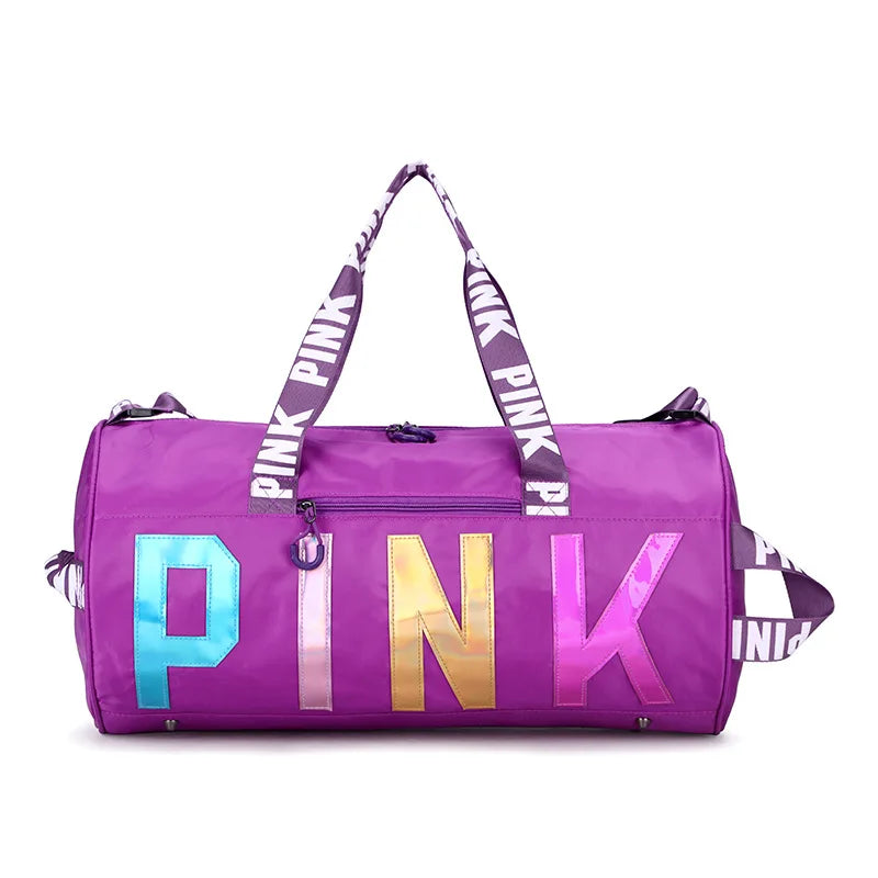 Pink Waterproof Gym Holdall Bag Laser Sequins Portable Travel Bag
