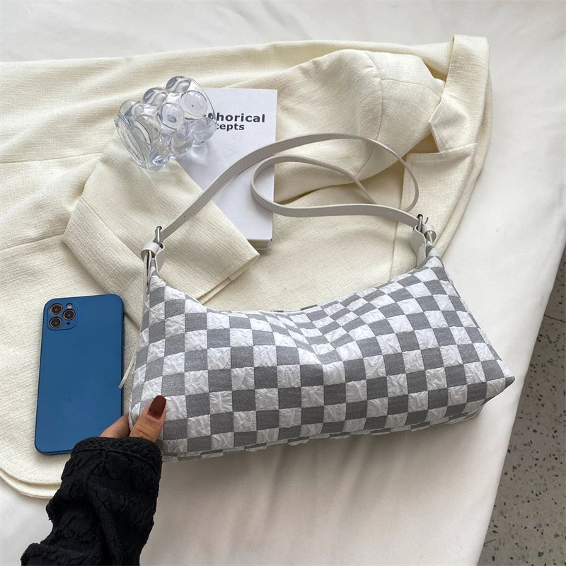 Women Plaid Print Underarm Shoulder Bag Crossbody Bag