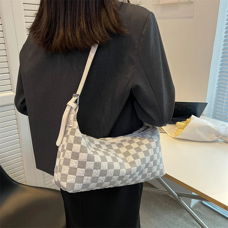 Women Plaid Print Underarm Shoulder Bag Crossbody Bag