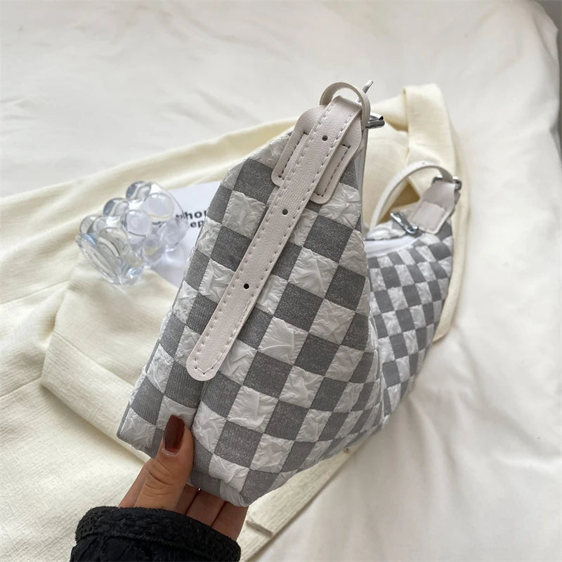 Women Plaid Print Underarm Shoulder Bag Crossbody Bag