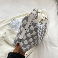 Women Plaid Print Underarm Shoulder Bag Crossbody Bag