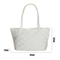 Women Plaid Quilted Tote Bag Large Capacity Lightweight Handbag