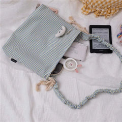 Plaid Shoulder Bag Envelope Cross-body Ruched Haraj