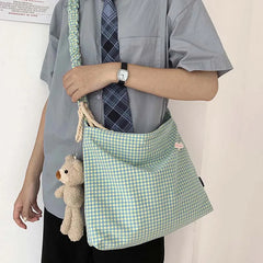 Plaid Shoulder Bag Envelope Cross-body Ruched Haraj