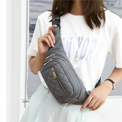 Women Plaid Waist Bag Female Oxford Waterproof Belt Bags Crossbody Chest Bag