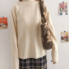 Women Plush Bear Handbags Girls Lamb Like Fabric Shoulder Bag