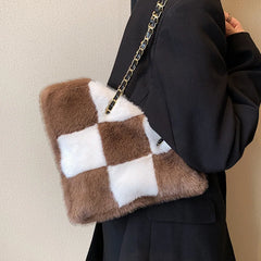 Women Plush Handbags Lady Shoulder Messenger Cross Body Purses