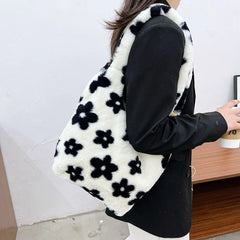 Plush Shoulder Bag Large Capacity Soft Handbag