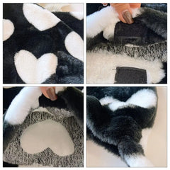 Plush Shoulder Bag Love Heart Pattern Furry Tote Winter Crossbody Large Capacity