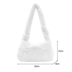 Women Plush Soft Handbag Solid Shoulder Underarm Bag