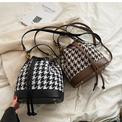 Plaid Wool Handbags Tweed Shoulder Bags Houndstooth Bags