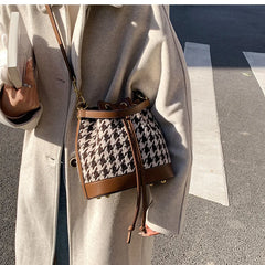 Plaid Wool Handbags Tweed Shoulder Bags Houndstooth Bags