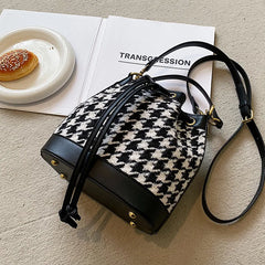 Plaid Wool Handbags Tweed Shoulder Bags Houndstooth Bags