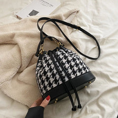 Plaid Wool Handbags Tweed Shoulder Bags Houndstooth Bags