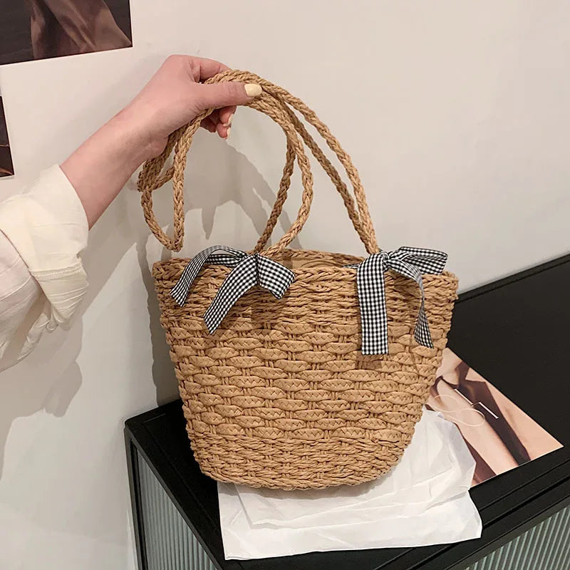 Straw Shoulder Bag National Style Bucket Women Bag