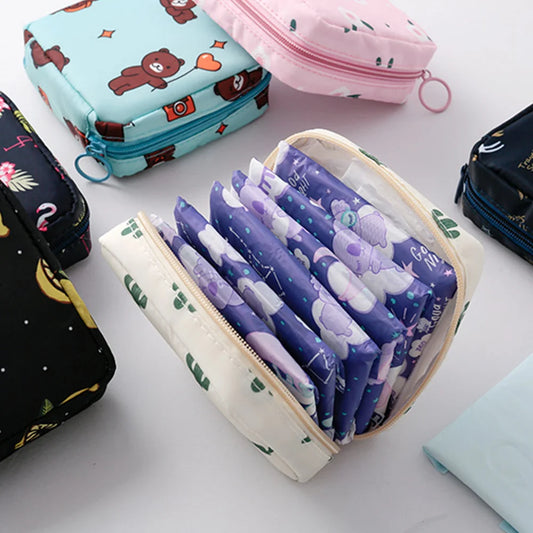 Women Sanitary Pads Storage Bag Tampon Pouch Cosmetic Organizer