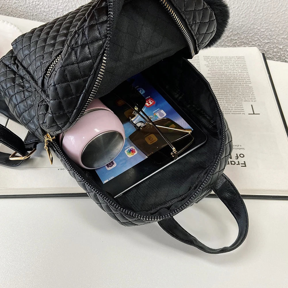 Women Preppy Style Backpack Travel PU Leather Handbag Small Rucksack