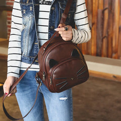 Retro Mini Backpack Spring Summer PU College Wind Ladies Small Backpack