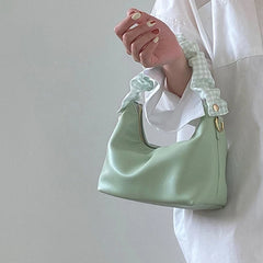 Women Pu Leather Bag Plaid Fold Wrist Bag