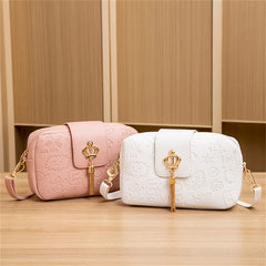 Women Pu Leather Print Tassel Crossbody Bags Casual Solid Shoulder Bag