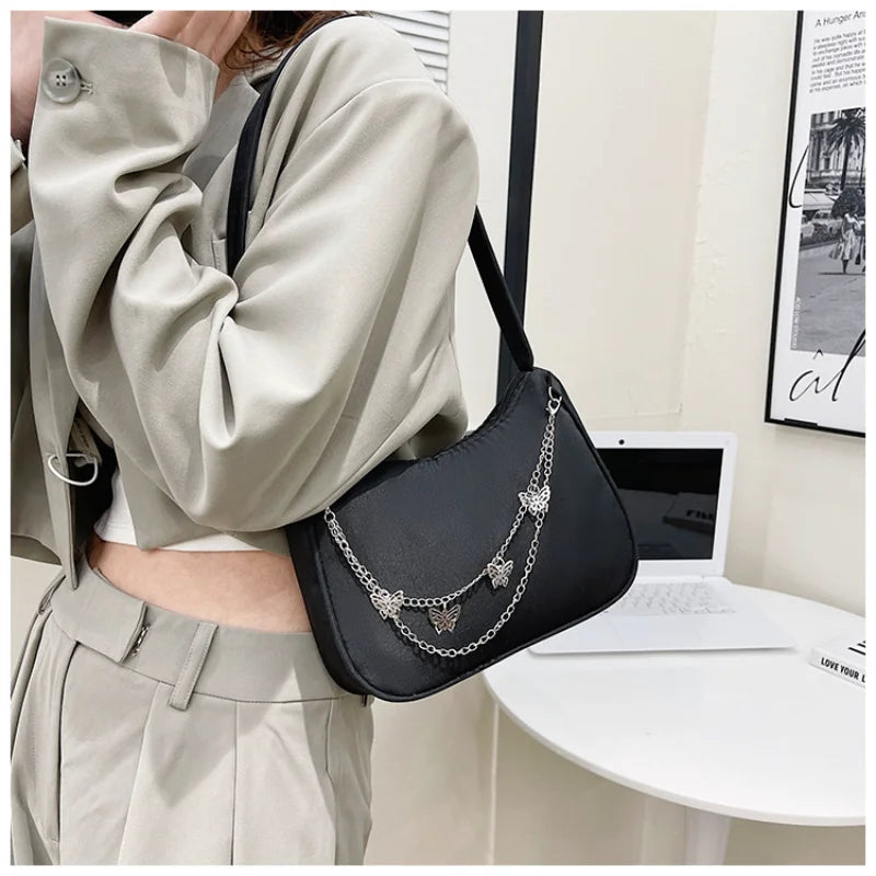 Women Pure Butterfly Chain Shoulder Bags Casual All-match
