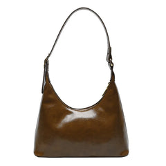 Vintage PU Leather Shoulder Bag - Lady Zipper Tote Ins Armpit Bag for Girl
