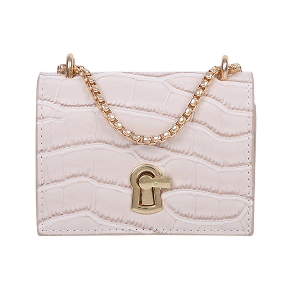 Women Mini Chain Shoulder Bag PU Leather Small Square Crossbody Bag
