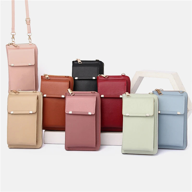 Leather Women's Shoulder Bag with Card Holders