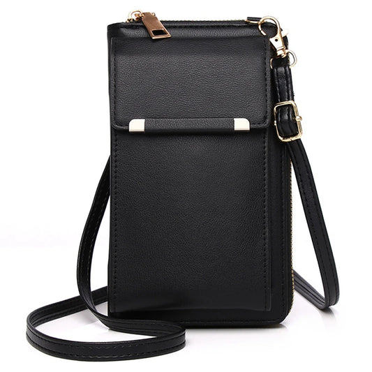 Leather Women's Shoulder Bag with Card Holders