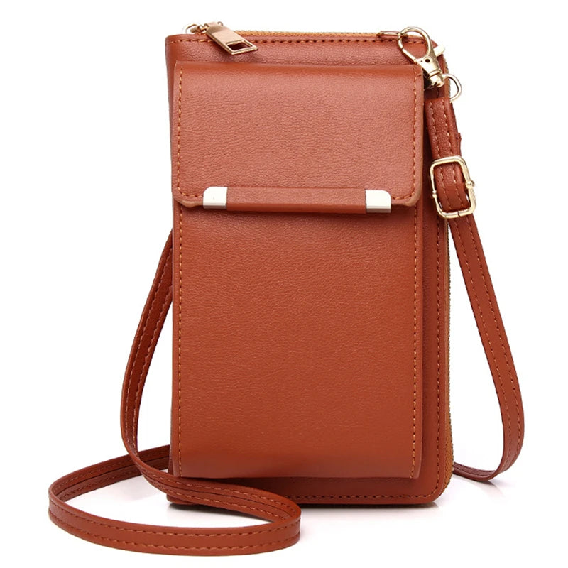 Leather Women's Shoulder Bag with Card Holders