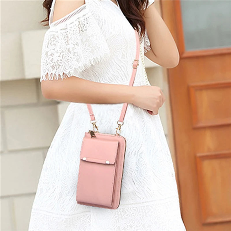 Leather Women's Shoulder Bag with Card Holders
