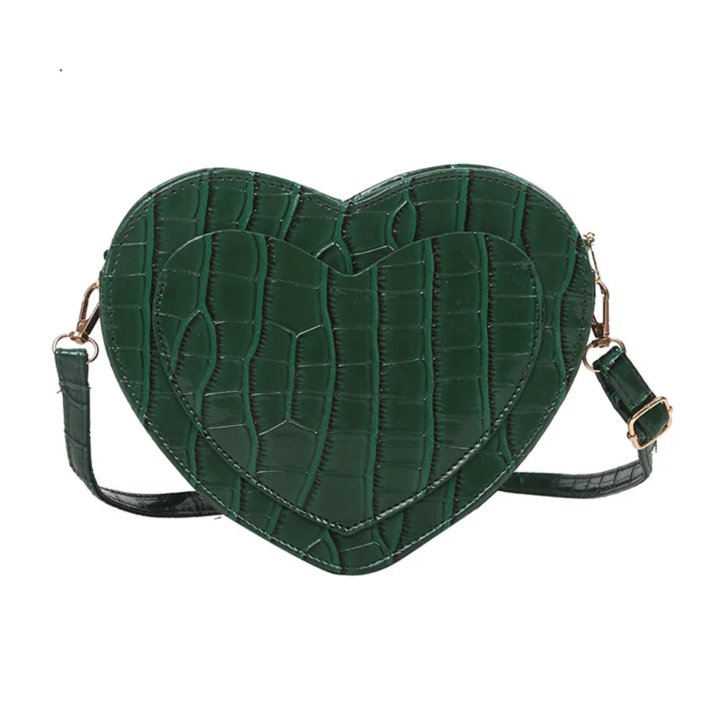 Red Love Heart Shape Shoulder Bag Women Chain Crossbody Bag