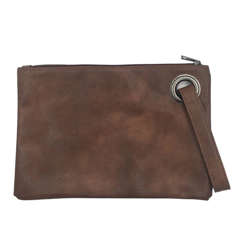 Women's Solid Leather Clutch Bag