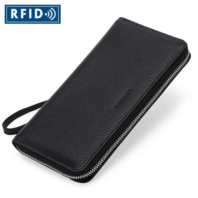 RFID Blocking Leather Wallet Phone Clutch Travel Purse