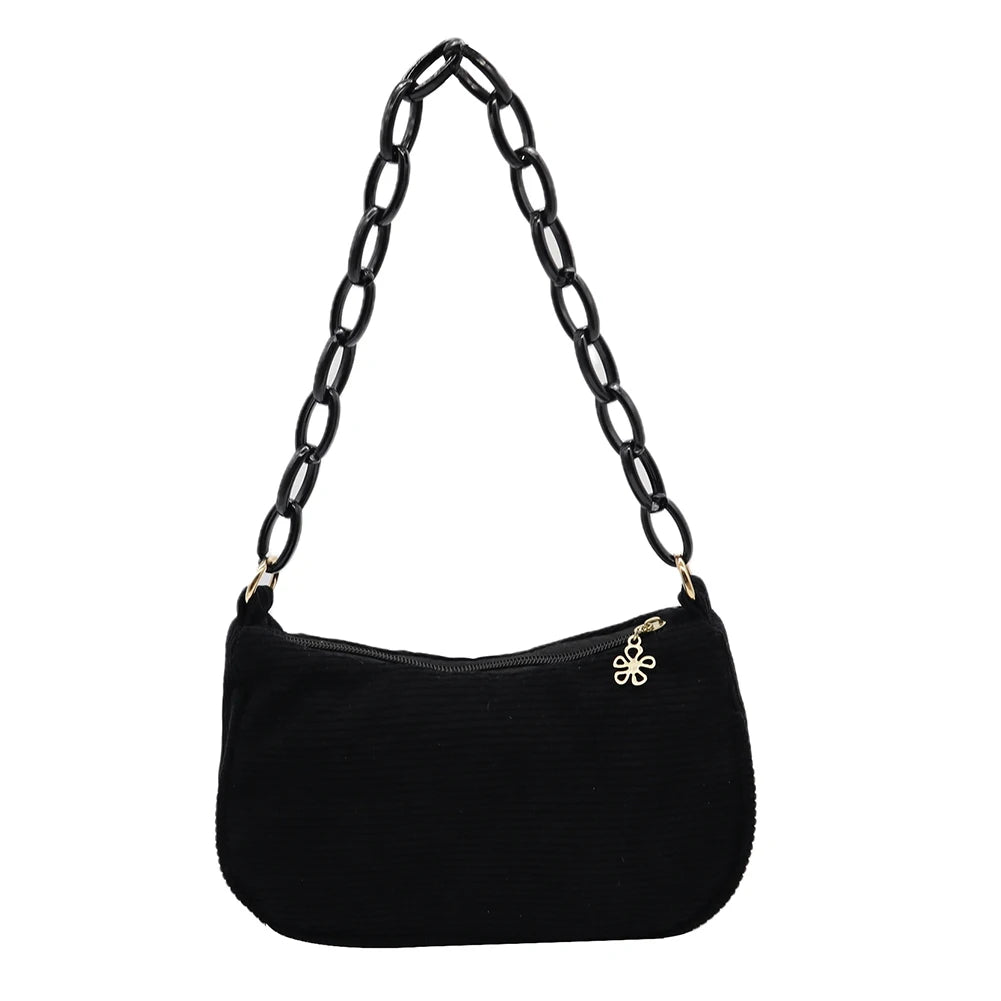Retro Corduroy Underarm Bag Chain Crossbody Bag