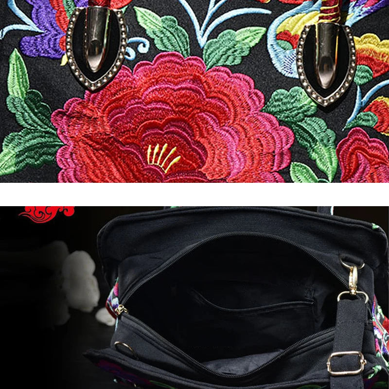 Women Retro Handbag Ethnic Style Messenger Bag High Capacity Tote