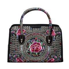 Women Retro Handbag Ethnic Style Messenger Bag High Capacity Tote