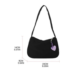 Retro Nylon Shoulder Top Handle Bag with Zipper Closure