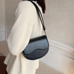 Vintage Leather Saddle Bag Crossbody Purse