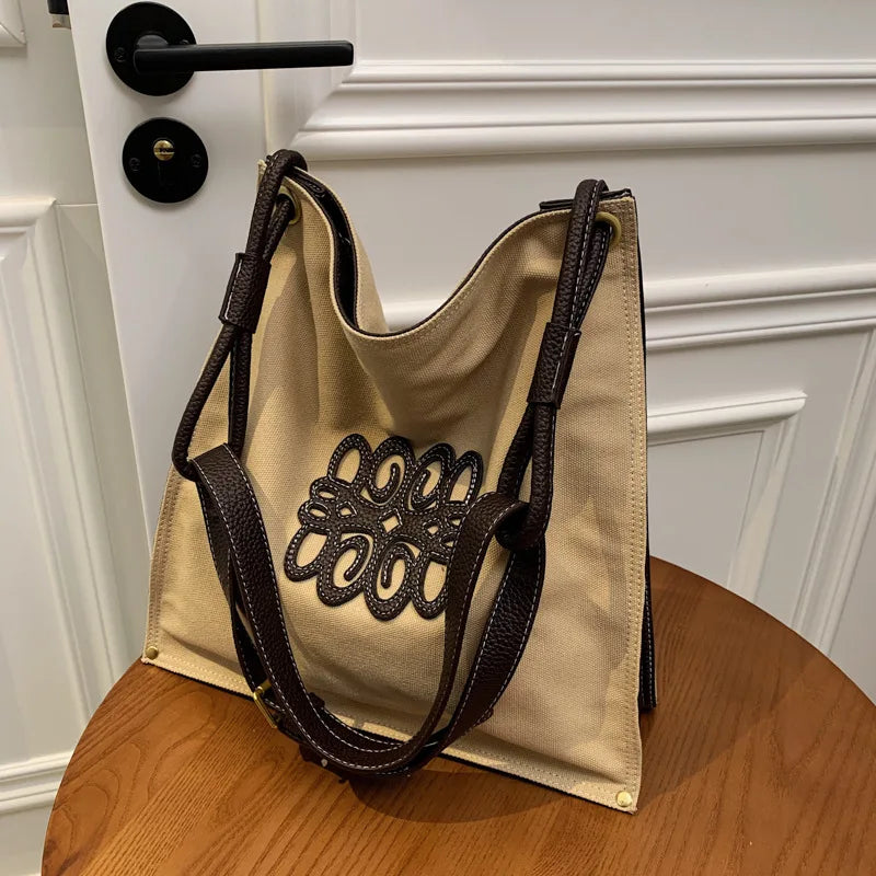 Vintage Shoulder Canvas Bag Large Tote Crossbody Handbag