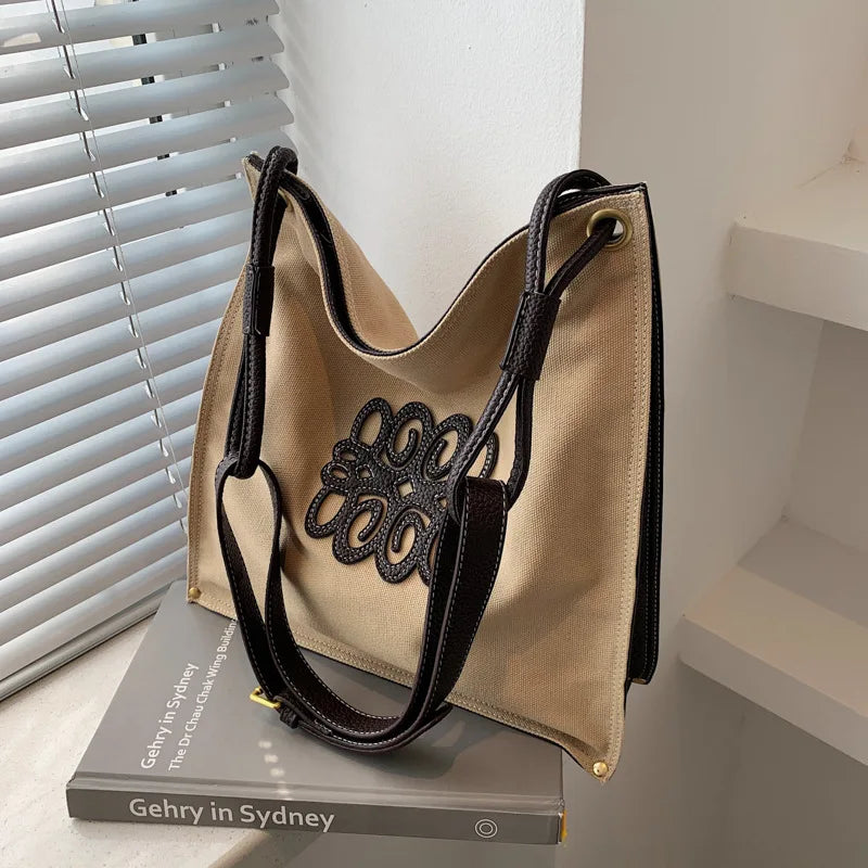 Vintage Shoulder Canvas Bag Large Tote Crossbody Handbag