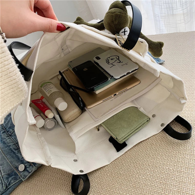 Women Reusable Shopping Bag Durable Female Handbag Tote Shopper Canvas